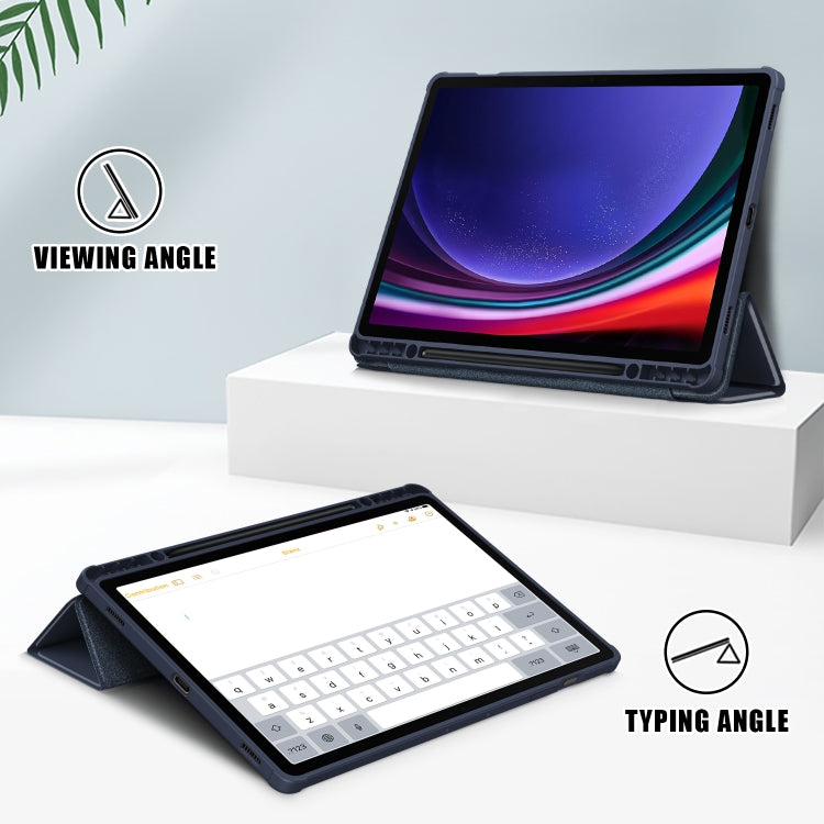 For Samsung Galaxy Tab S9+ Acrylic 3-folding Smart Leather Tablet Case(Dark Blue) - free shipping - PMC Jewellery - Order now!