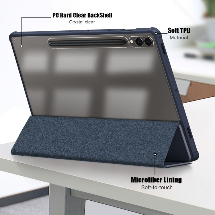 For Samsung Galaxy Tab S9+ Acrylic 3-folding Smart Leather Tablet Case(Dark Blue) - free shipping - PMC Jewellery - Order now!