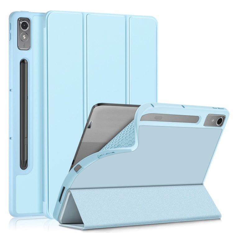 For Lenovo Tab P12 12.7 /P12 Pro 2nd Gen 3-folding TPU Smart Leather Tablet Case(Sky Blue) - Lenovo by PMC TechLife | Online Shopping South Africa | PMC TechLife | Buy Now Pay Later Mobicred