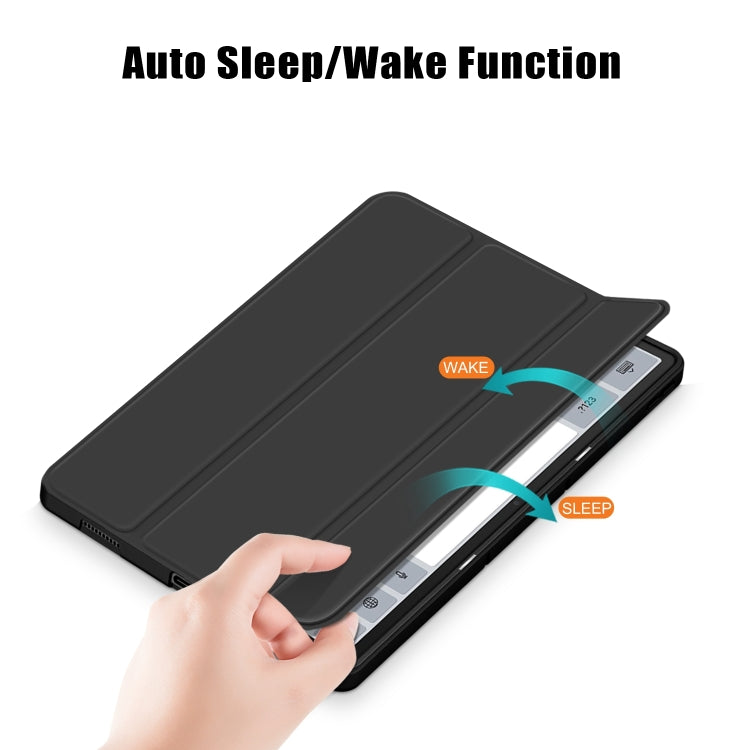 For Lenovo Tab P12 12.7 /P12 Pro 2nd Gen 3-folding TPU Smart Leather Tablet Case(Black) - Lenovo by PMC TechLife | Online Shopping South Africa | PMC TechLife