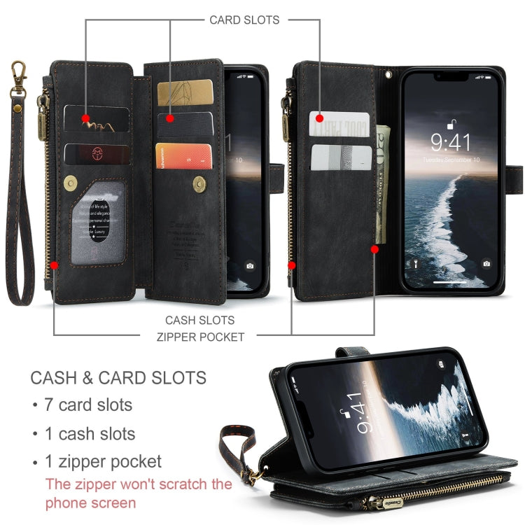 For iPhone 15 CaseMe C30 Multifunctional Leather Phone Case(Black) - free shipping - PMC Jewellery - Order now!