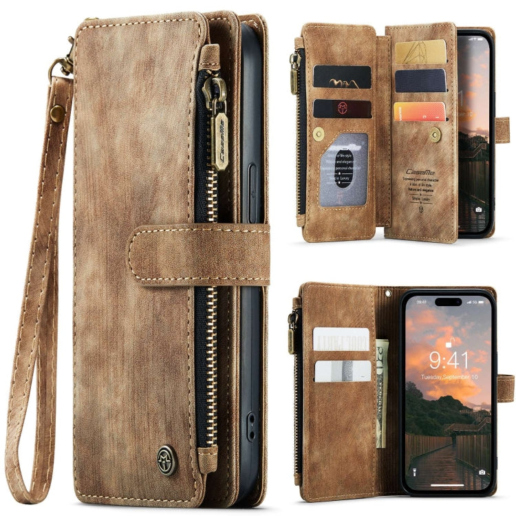 For iPhone 15 Pro CaseMe C30 Multifunctional Leather Phone Case(Brown) - iPhone 15 Pro Cases by CaseMe | Online Shopping South Africa | PMC Jewellery | Buy Now Pay Later Mobicred