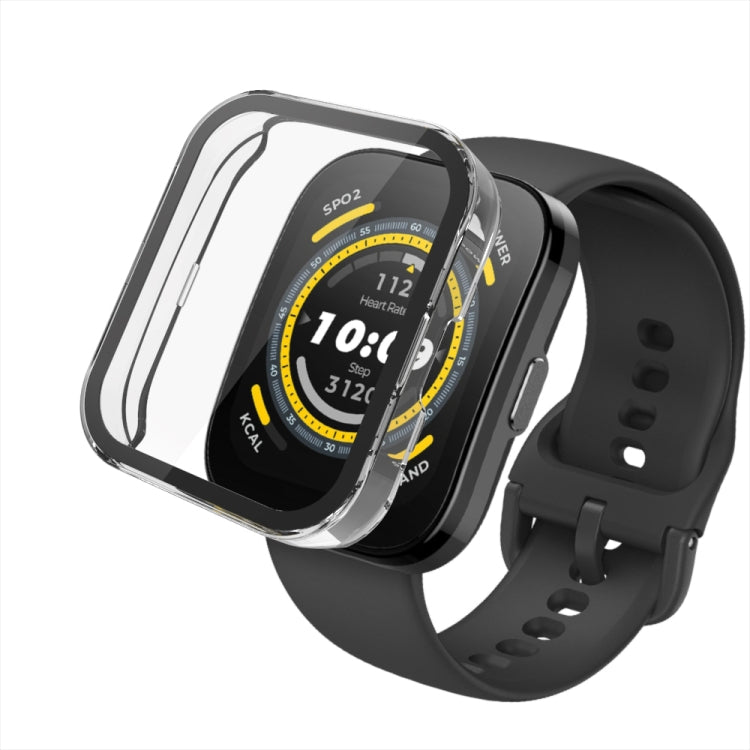 For Amazfit Bip 5 PC + Tempered Film Integrated Watch Protective Case(Dark Green) - Watch Cases by PMC TechLife | Online Shopping South Africa | PMC TechLife | Buy Now Pay Later Mobicred