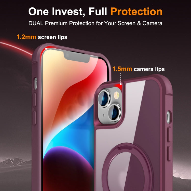 For iPhone 14 Plus MagSafe Magnetic Rotating Holder Phone Case(Wine Red) - iPhone 14 Plus Cases by PMC TechLife | Online Shopping South Africa | PMC TechLife