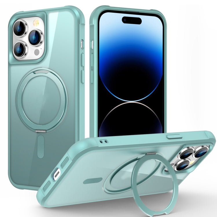 For iPhone 14 Pro MagSafe Magnetic Rotating Holder Phone Case(Lake Blue) - iPhone 14 Pro Cases by PMC TechLife | Online Shopping South Africa | PMC TechLife