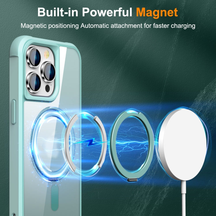 For iPhone 14 Pro Max MagSafe Magnetic Rotating Holder Phone Case(Lake Blue) - iPhone 14 Pro Max Cases by PMC TechLife | Online Shopping South Africa | PMC TechLife