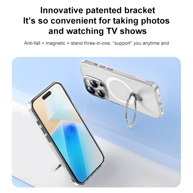 For iPhone 15 Pro Max MOMAX Magsafe Metal Holder Clear Phone Case(Transparent) - iPhone 15 Pro Max Cases by MOMAX | Online Shopping South Africa | PMC Jewellery | Buy Now Pay Later Mobicred