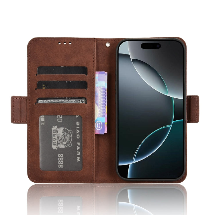 For iPhone 16 Pro Skin Feel Calf Texture Card Slots Leather Phone Case(Brown) - iPhone 16 Pro Cases by PMC TechLife | Online Shopping South Africa | PMC TechLife | Buy Now Pay Later Mobicred