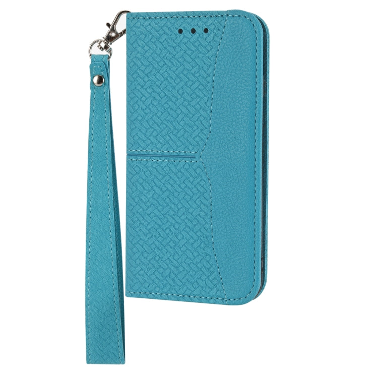 For iPhone 16 Pro Woven Texture Stitching Magnetic Leather Phone Case(Blue) - iPhone 16 Pro Cases by PMC Jewellery | Online Shopping South Africa | PMC Jewellery | Buy Now Pay Later Mobicred