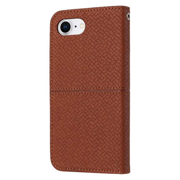 For iPhone SE 2024 Woven Texture Stitching Magnetic Leather Phone Case(Brown) - More iPhone Cases by PMC Jewellery | Online Shopping South Africa | PMC Jewellery | Buy Now Pay Later Mobicred