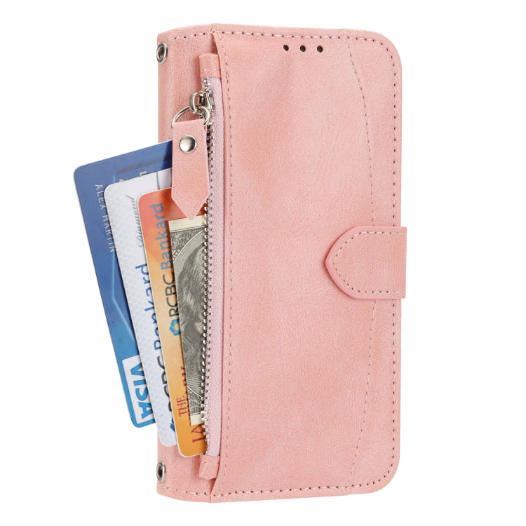For iPhone 16 Pro Max Oil Skin Zipper Wallet Leather Phone Case(Pink) - free shipping - PMC TechLife - Order now!