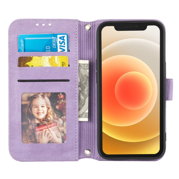 For iPhone 16 Pro Embossed Stripes Skin Feel Leather Phone Case(Light Purple) - free shipping - PMC TechLife - Order now!