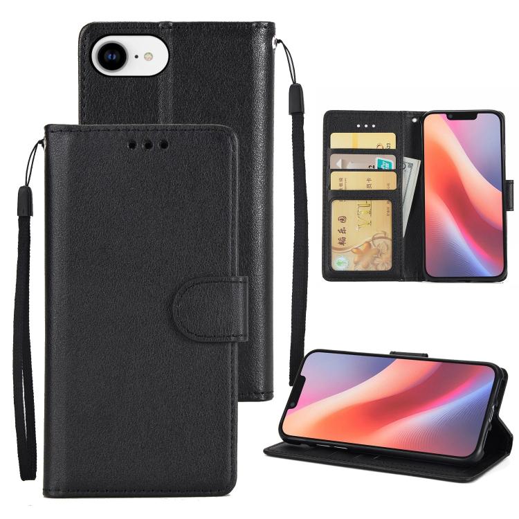 For iPhone 16e Multifunctional Horizontal Flip Leather Phone Case with Three Card Slots(Black) - iPhone 16e Cases by PMC TechLife | Online Shopping South Africa | PMC TechLife | Buy Now Pay Later Mobicred