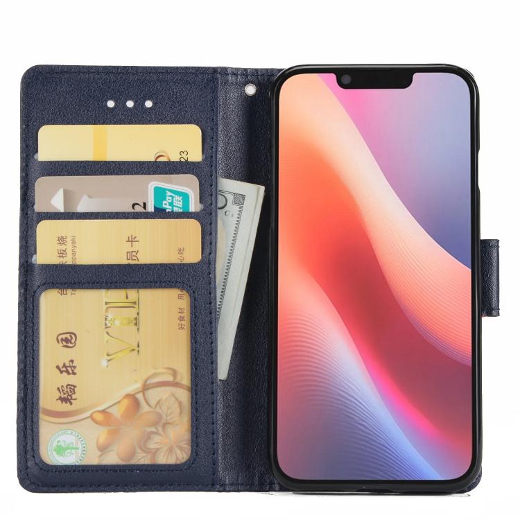For iPhone 16e Multifunctional Horizontal Flip Leather Phone Case with Three Card Slots(Blue) - iPhone 16e Cases by PMC TechLife | Online Shopping South Africa | PMC TechLife | Buy Now Pay Later Mobicred