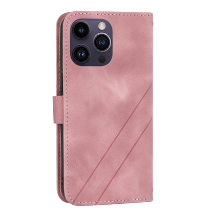 For iPhone 16 Pro Embossed Line Leather Phone Case with Lanyard(Pink) - iPhone 16 Pro Cases by PMC Jewellery | Online Shopping South Africa | PMC Jewellery | Buy Now Pay Later Mobicred