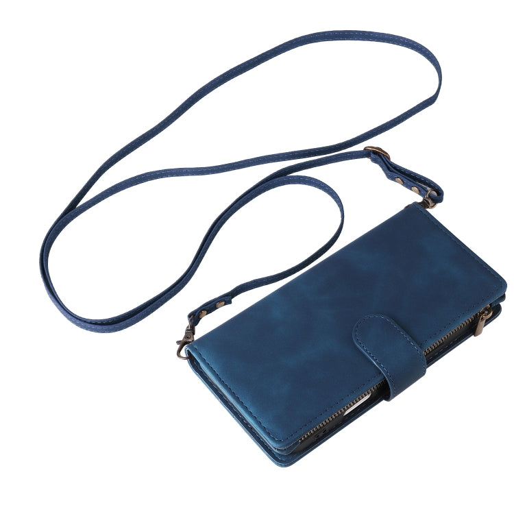 For iPhone 16 Pro Crossbody Multi-card Slot Wallet Zipper Leather Phone Case(Dark Blue) - iPhone 16 Pro Cases by PMC TechLife | Online Shopping South Africa | PMC TechLife | Buy Now Pay Later Mobicred