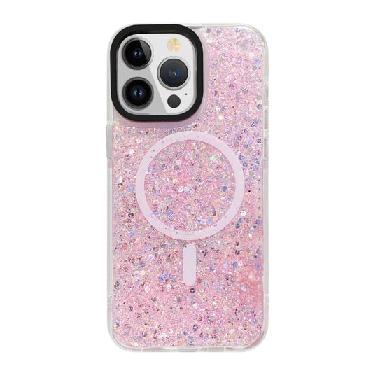 For iPhone 15 Pro Max Gold Armor MagSafe Glitter Epoxy Phone Case(Pink) - iPhone 15 Pro Max Cases by PMC Jewellery | Online Shopping South Africa | PMC Jewellery