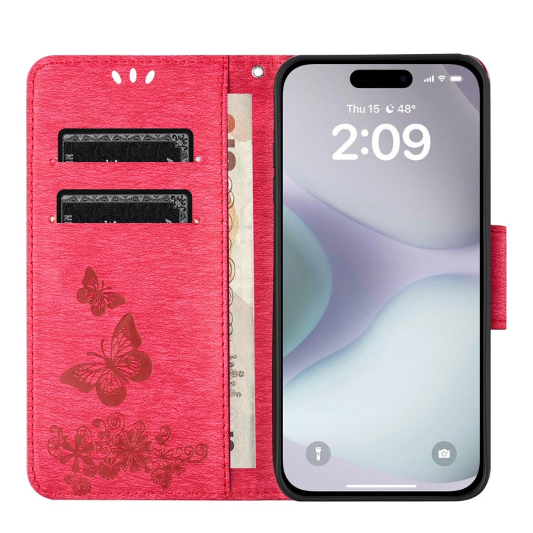 For iPhone 16 Plus Butterfly Embossed Flip Leather Phone Case(Red) - iPhone 16 Plus Cases by PMC TechLife | Online Shopping South Africa | PMC TechLife | Buy Now Pay Later Mobicred
