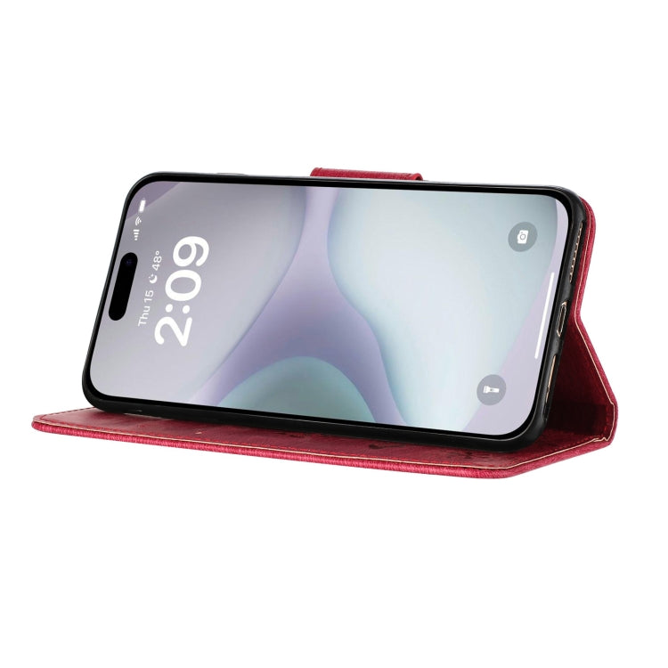 For iPhone 16 Plus Butterfly Embossed Flip Leather Phone Case(Red) - iPhone 16 Plus Cases by PMC TechLife | Online Shopping South Africa | PMC TechLife | Buy Now Pay Later Mobicred