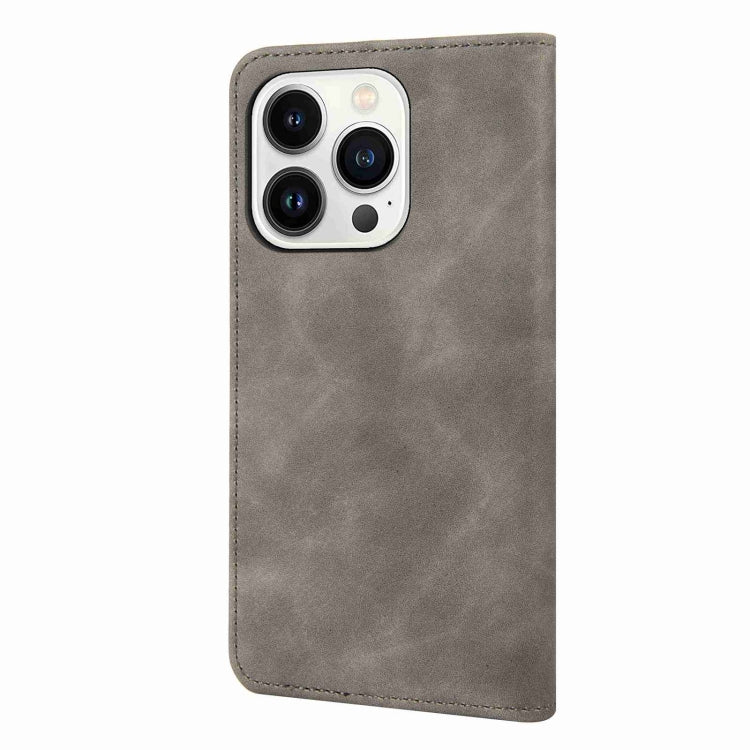For iPhone 16 Pro Max Skin Feel Splicing Leather Phone Case(Grey) - iPhone 16 Pro Max Cases by PMC TechLife | Online Shopping South Africa | PMC TechLife | Buy Now Pay Later Mobicred