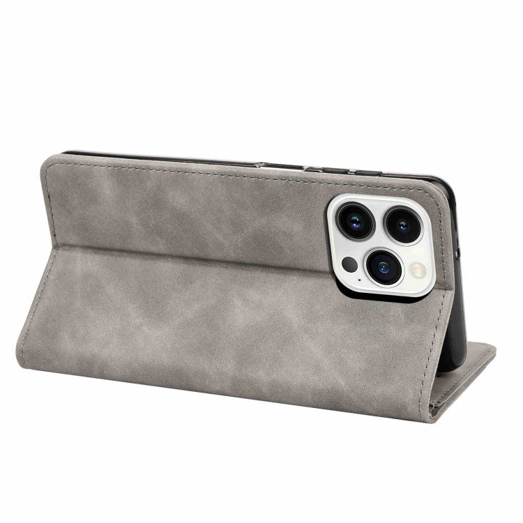 For iPhone 16 Pro Max Skin Feel Splicing Leather Phone Case(Grey) - iPhone 16 Pro Max Cases by PMC TechLife | Online Shopping South Africa | PMC TechLife | Buy Now Pay Later Mobicred