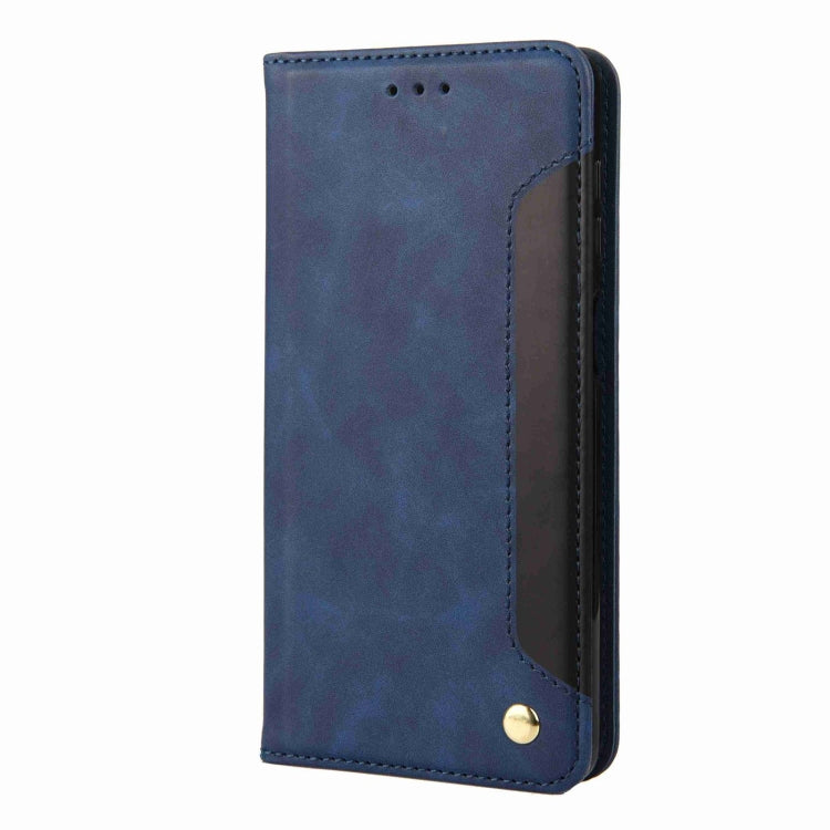 For iPhone 16 Plus Skin Feel Splicing Leather Phone Case(Blue) - iPhone 16 Plus Cases by PMC TechLife | Online Shopping South Africa | PMC TechLife | Buy Now Pay Later Mobicred
