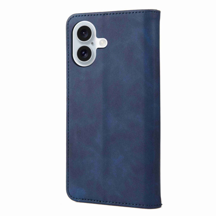For iPhone 16 Plus Skin Feel Splicing Leather Phone Case(Blue) - iPhone 16 Plus Cases by PMC TechLife | Online Shopping South Africa | PMC TechLife | Buy Now Pay Later Mobicred