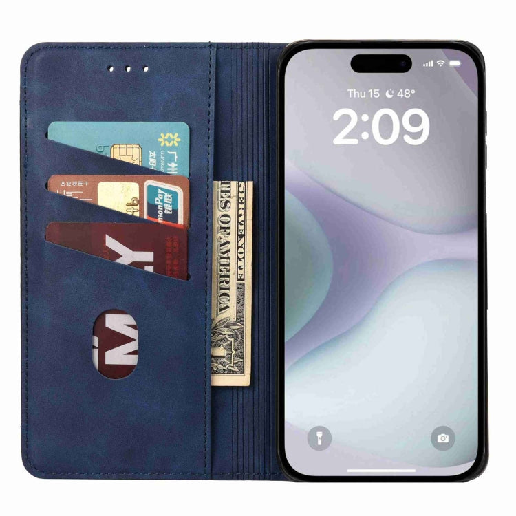 For iPhone 16 Plus Skin Feel Splicing Leather Phone Case(Blue) - iPhone 16 Plus Cases by PMC TechLife | Online Shopping South Africa | PMC TechLife | Buy Now Pay Later Mobicred
