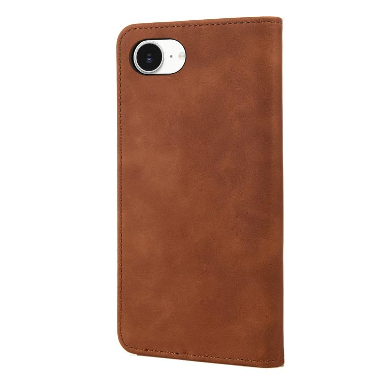 For iPhone 16e Skin Feel Splicing Leather Phone Case(Brown) - iPhone 16e Cases by PMC TechLife | Online Shopping South Africa | PMC TechLife | Buy Now Pay Later Mobicred