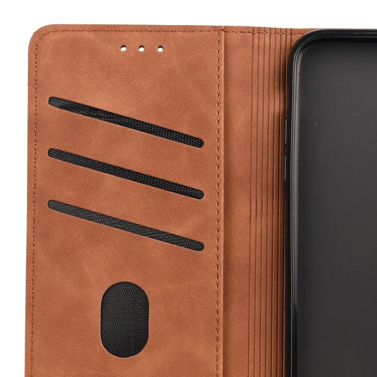 For iPhone 16e Skin Feel Splicing Leather Phone Case(Brown) - iPhone 16e Cases by PMC TechLife | Online Shopping South Africa | PMC TechLife | Buy Now Pay Later Mobicred