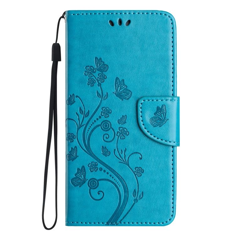 For iPhone 16 Plus Butterfly Flower Pattern Flip Leather Phone Case(Blue) - iPhone 16 Plus Cases by PMC TechLife | Online Shopping South Africa | PMC TechLife | Buy Now Pay Later Mobicred