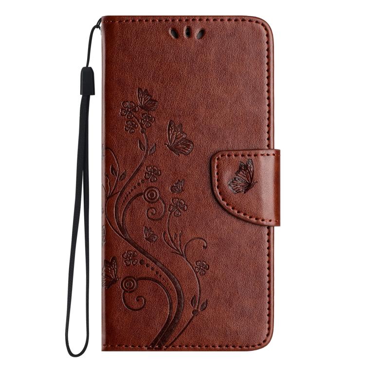 For iPhone 16e Butterfly Flower Pattern Flip Leather Phone Case(Brown) - iPhone 16e Cases by PMC TechLife | Online Shopping South Africa | PMC TechLife | Buy Now Pay Later Mobicred