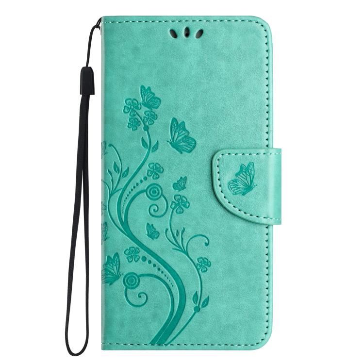 For iPhone 16e Butterfly Flower Pattern Flip Leather Phone Case(Green) - iPhone 16e Cases by PMC TechLife | Online Shopping South Africa | PMC TechLife | Buy Now Pay Later Mobicred