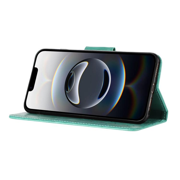 For iPhone 16e Butterfly Flower Pattern Flip Leather Phone Case(Green) - iPhone 16e Cases by PMC TechLife | Online Shopping South Africa | PMC TechLife | Buy Now Pay Later Mobicred