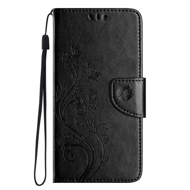 For iPhone 16e Butterfly Flower Pattern Flip Leather Phone Case(Black) - iPhone 16e Cases by PMC TechLife | Online Shopping South Africa | PMC TechLife | Buy Now Pay Later Mobicred