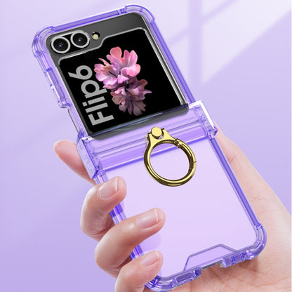 For Samsung Galaxy Z Flip6 Gkk Airbag Hinge Silicone Phone Case with Ring Holder & Tempered Film(Transparent) - Galaxy Z Flip6 5G Cases by GKK | Online Shopping South Africa | PMC Jewellery | Buy Now Pay Later Mobicred