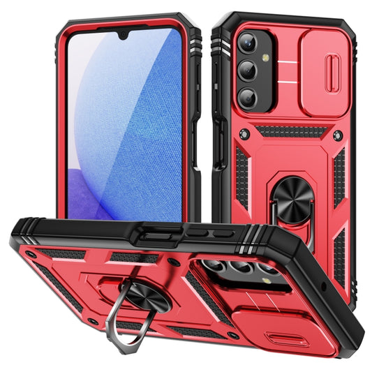 For Samsung Galaxy A25 5G Sliding Camshield TPU + PC Phone Case with Holder(Red+Black) - Galaxy Phone Cases by PMC Jewellery | Online Shopping South Africa | PMC Jewellery