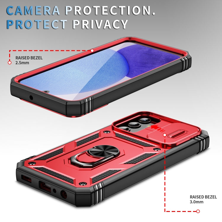 For Samsung Galaxy A25 5G Sliding Camshield TPU + PC Phone Case with Holder(Red+Black) - Galaxy Phone Cases by PMC Jewellery | Online Shopping South Africa | PMC Jewellery