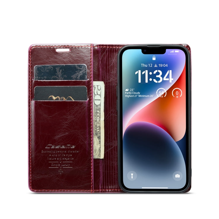 For iPhone 15 Plus CaseMe 003 Crazy Horse Texture Leather Phone Case(Red) - iPhone 15 Plus Cases by CaseMe | Online Shopping South Africa | PMC Jewellery | Buy Now Pay Later Mobicred