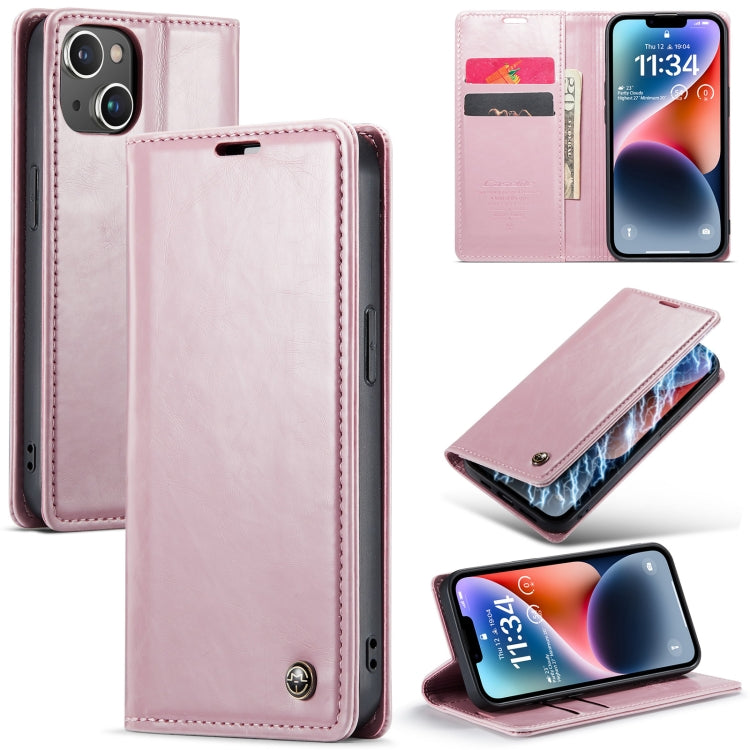 For iPhone 15 Plus CaseMe 003 Crazy Horse Texture Leather Phone Case(Rose Gold) - iPhone 15 Plus Cases by CaseMe | Online Shopping South Africa | PMC Jewellery | Buy Now Pay Later Mobicred