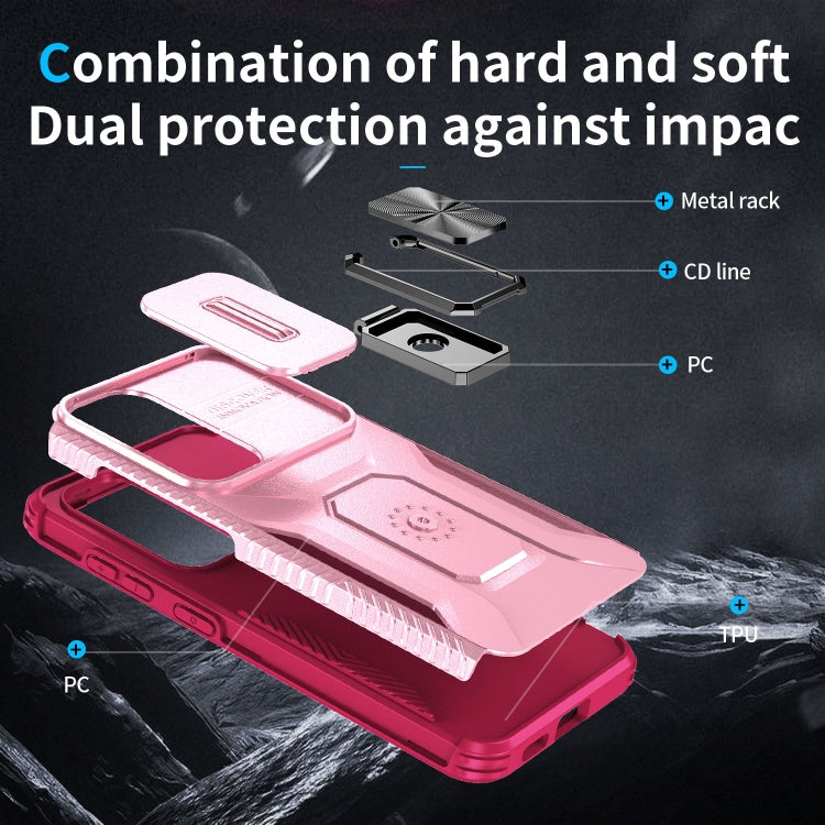 For Samsung Galaxy S24 5G / S25 5G Sliding Camshield Holder Phone Case(Pink + Rose Red) - Galaxy S24 5G Cases by PMC Jewellery | Online Shopping South Africa | PMC Jewellery | Buy Now Pay Later Mobicred