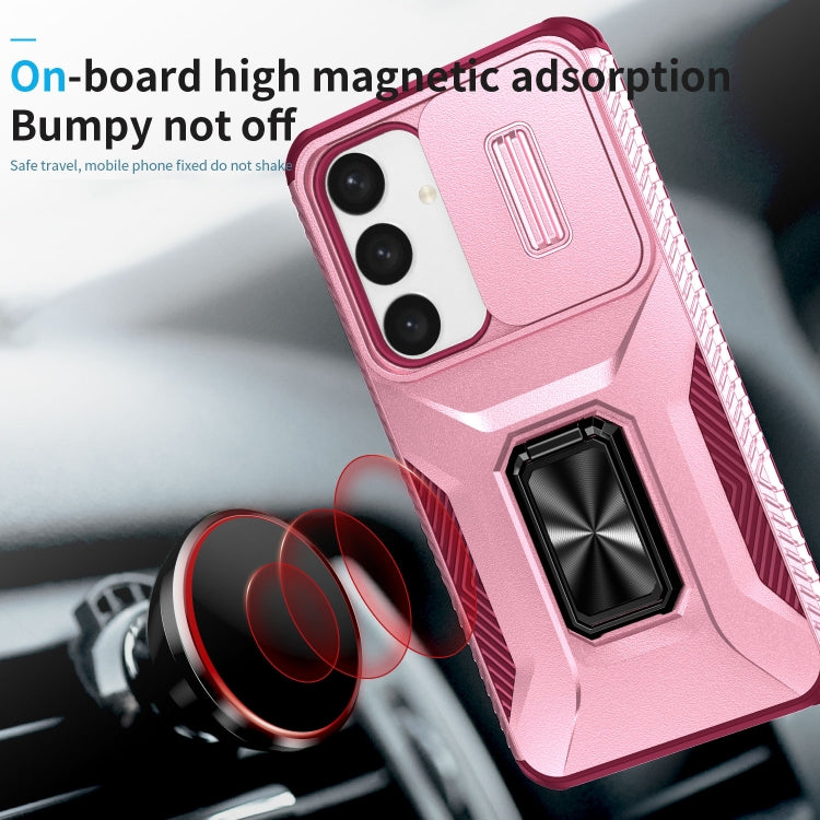 For Samsung Galaxy S24+ 5G / S25+ 5G Sliding Camshield Holder Phone Case(Pink + Rose Red) - Galaxy S24+ 5G Cases by PMC Jewellery | Online Shopping South Africa | PMC Jewellery | Buy Now Pay Later Mobicred