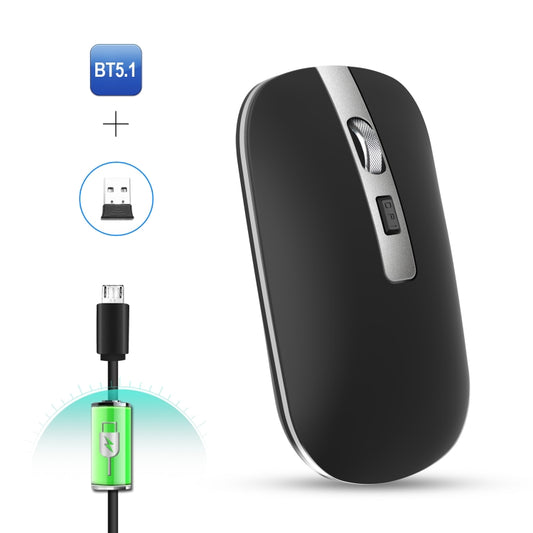 HXSJ M50 2.4GHZ 800,1200,1600dpi Three Gear Adjustment Dual-mode Wireless Mouse USB + Bluetooth 5.1 Rechargeable(Black) - Wireless Mice by HXSJ | Online Shopping South Africa | PMC Jewellery | Buy Now Pay Later Mobicred