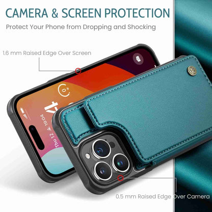 For iPhone 15 Pro Max CaseMe C22 Card Slots Holder RFID Anti-theft Phone Case(Blue Green) - iPhone 15 Pro Max Cases by CaseMe | Online Shopping South Africa | PMC Jewellery | Buy Now Pay Later Mobicred