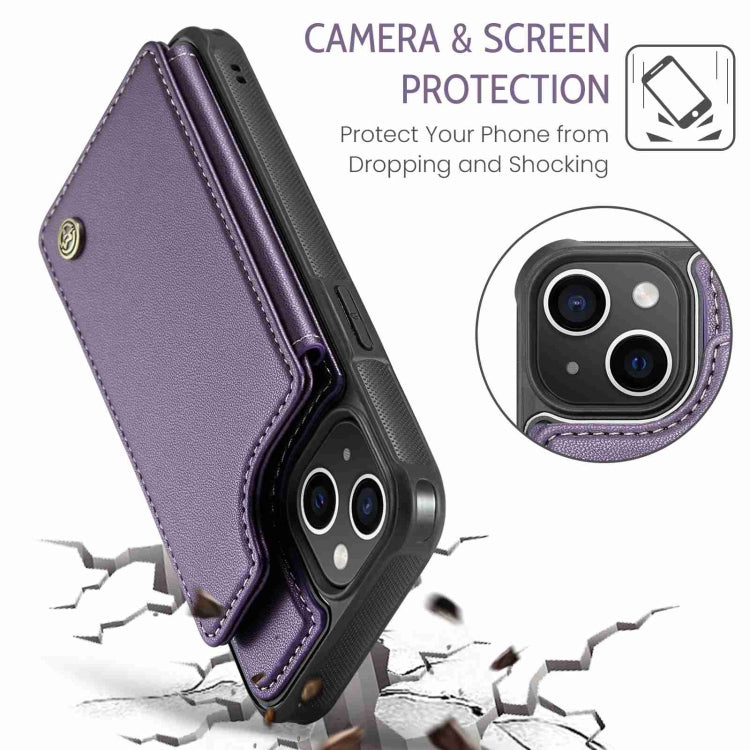 For iPhone 15 CaseMe C22 Card Slots Holder RFID Anti-theft Phone Case(Purple) - iPhone 15 Pro Cases by CaseMe | Online Shopping South Africa | PMC Jewellery | Buy Now Pay Later Mobicred