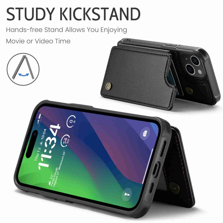 For iPhone 15 CaseMe C22 Card Slots Holder RFID Anti-theft Phone Case(Black) - free shipping - PMC Jewellery - Order now!