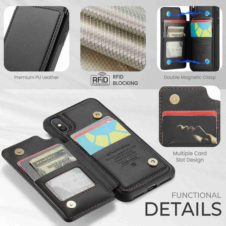 For iPhone XS Max CaseMe C22 Card Slots Holder RFID Anti-theft Phone Case(Black) - More iPhone Cases by CaseMe | Online Shopping South Africa | PMC Jewellery | Buy Now Pay Later Mobicred