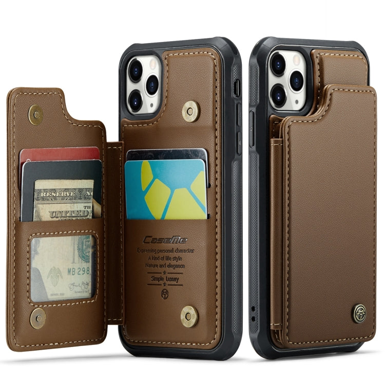 For iPhone 11 Pro CaseMe C22 Card Slots Holder RFID Anti-theft Phone Case(Brown) - free shipping - PMC Jewellery - Order now!