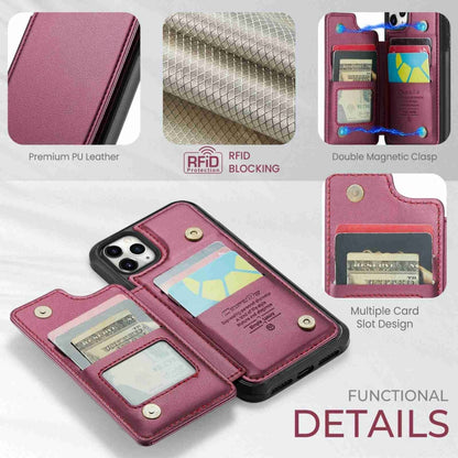 For iPhone 11 Pro Max CaseMe C22 Card Slots Holder RFID Anti-theft Phone Case(Wine Red) - iPhone 11 Pro Max Cases by CaseMe | Online Shopping South Africa | PMC Jewellery | Buy Now Pay Later Mobicred