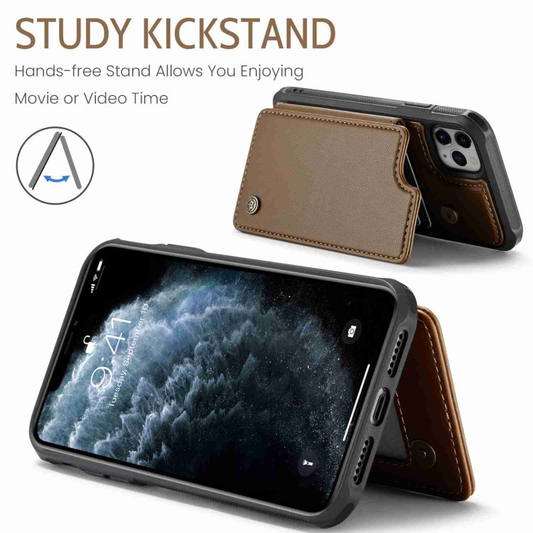For iPhone 11 Pro Max CaseMe C22 Card Slots Holder RFID Anti-theft Phone Case(Brown) - free shipping - PMC Jewellery - Order now!